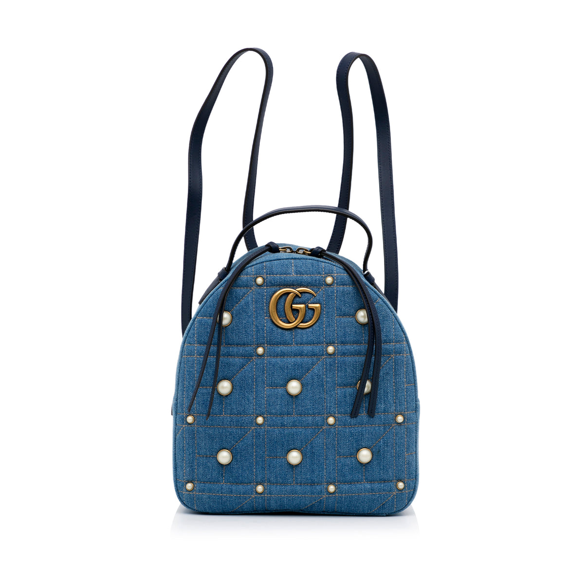 Small GG Marmont Pearl Denim Backpack_0