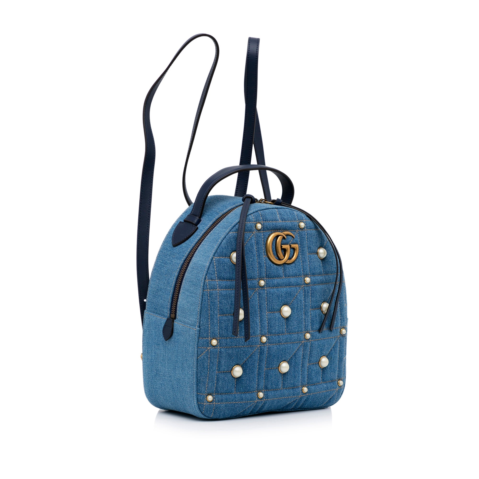 Small GG Marmont Pearl Denim Backpack_1