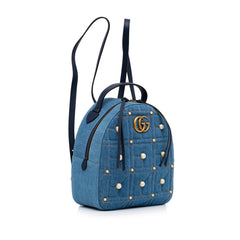 Small GG Marmont Pearl Denim Backpack_1