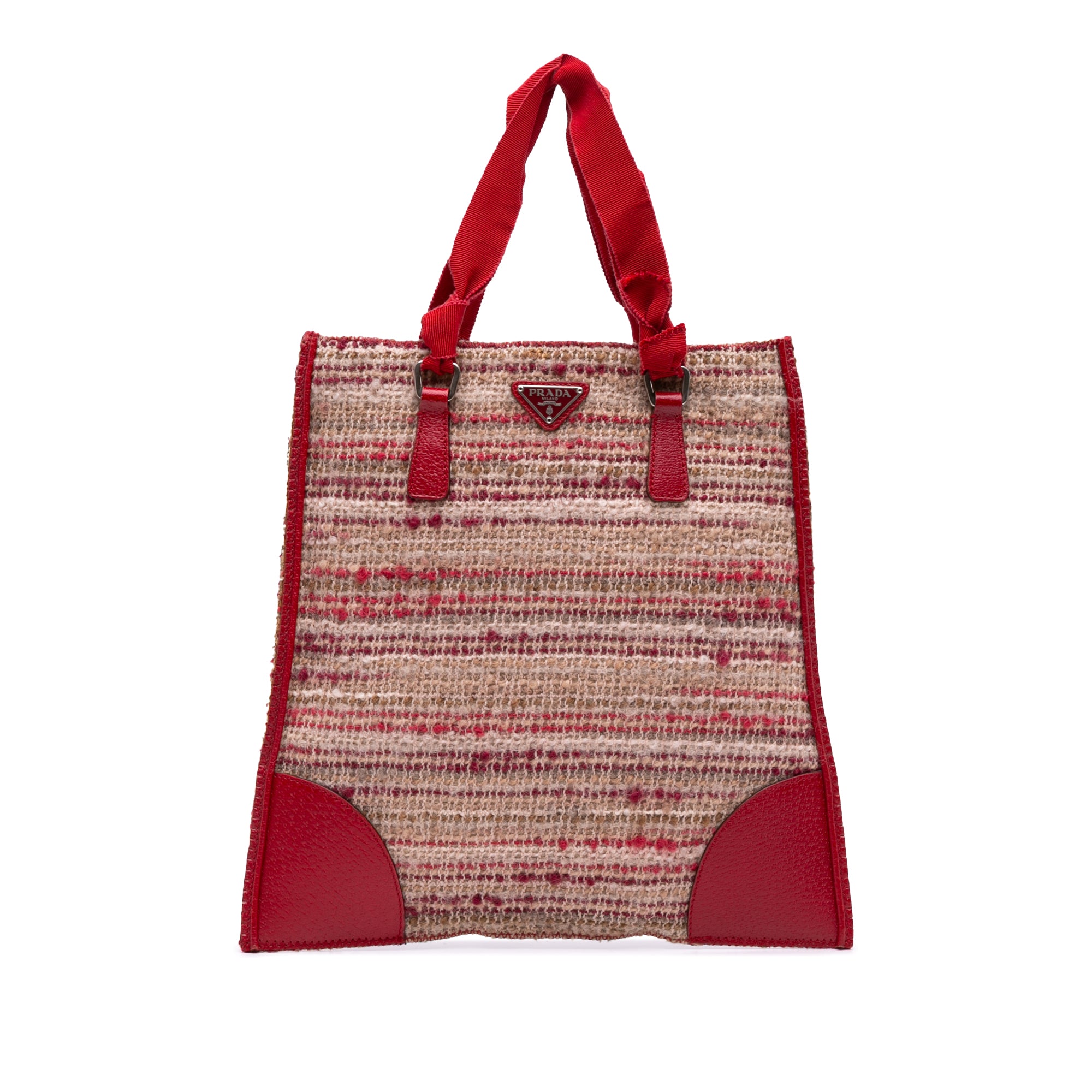 Vitello Trimmed Tweed Flat Tote