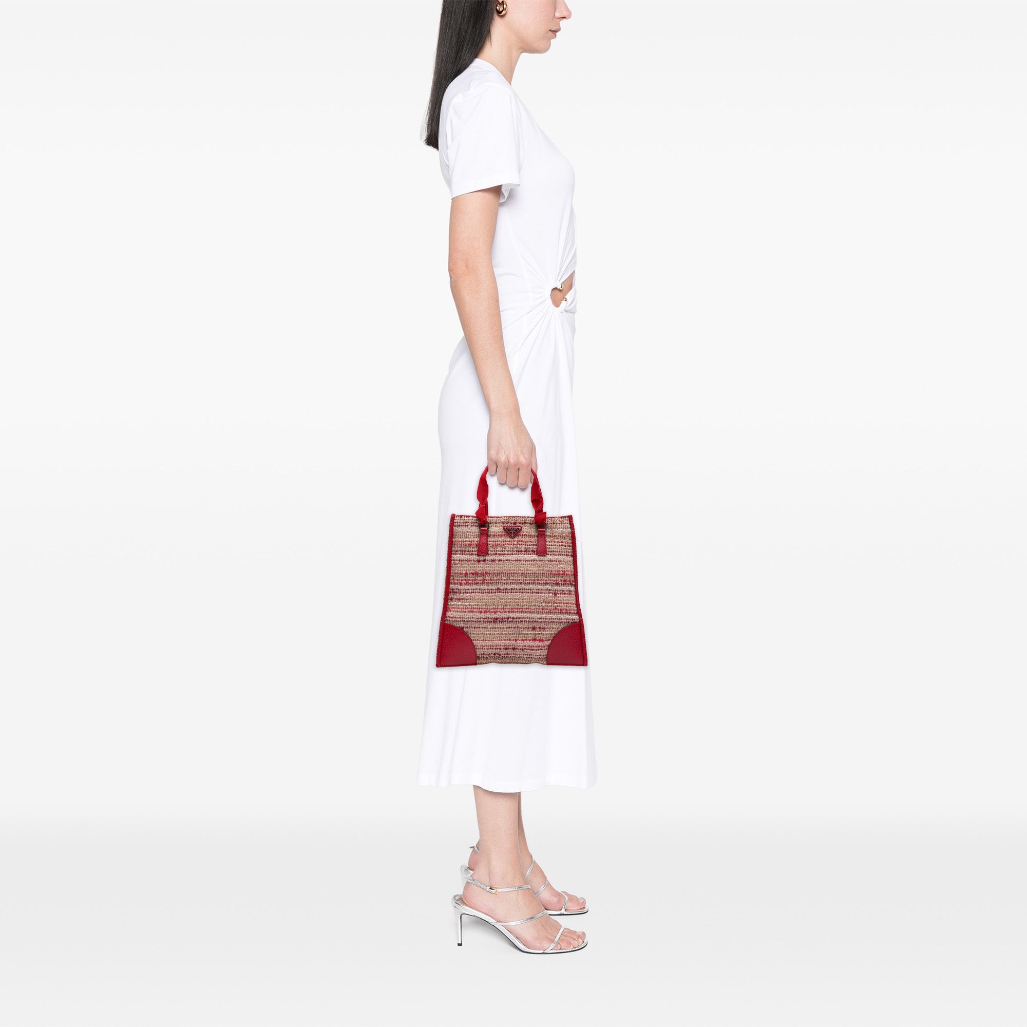 Vitello Trimmed Tweed Flat Tote