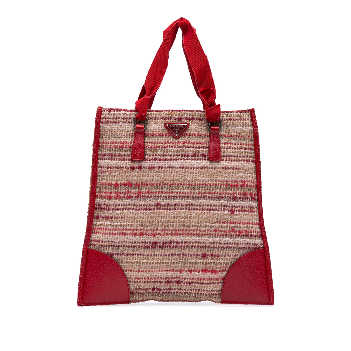 Vitello Trimmed Tweed Flat Tote