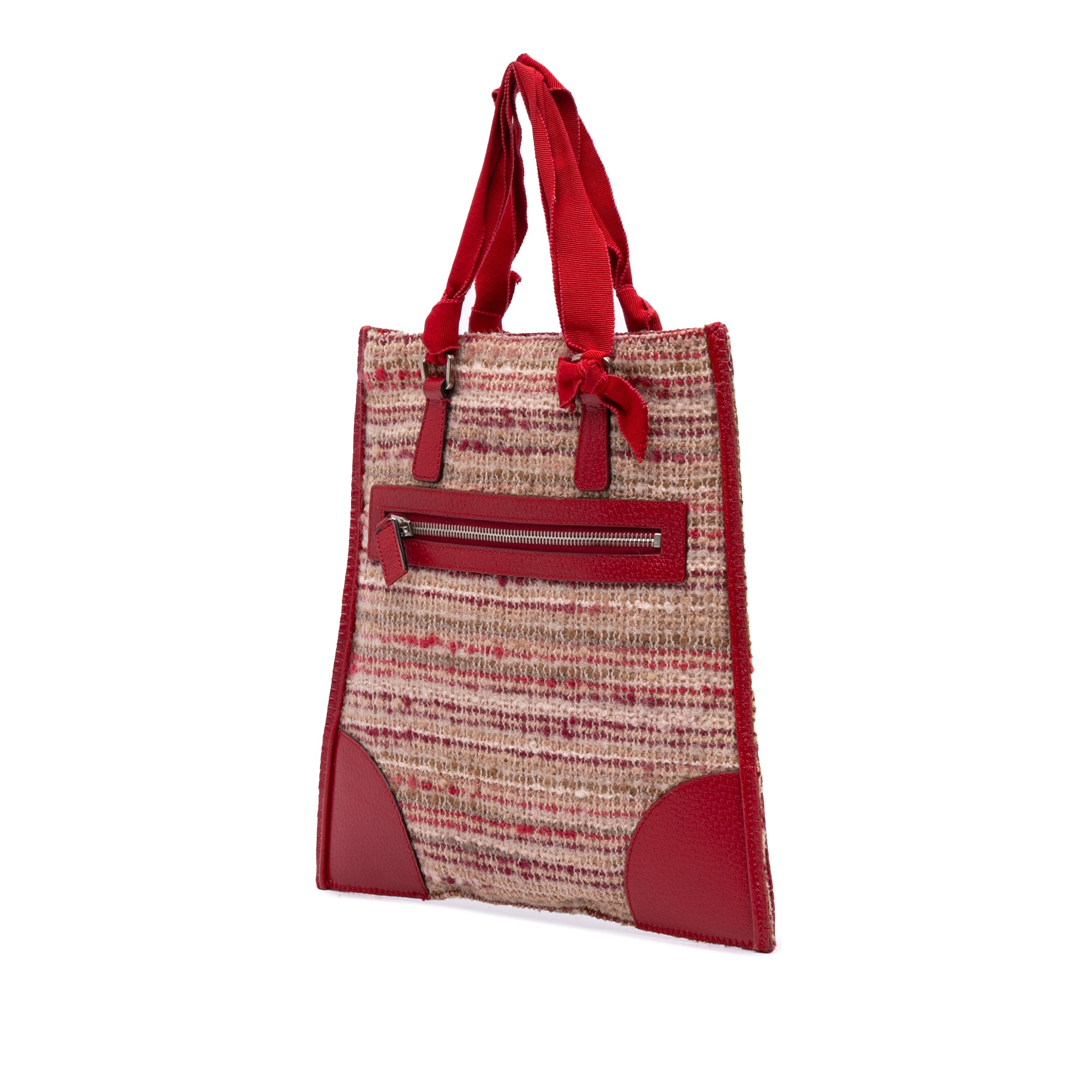Vitello Trimmed Tweed Flat Tote
