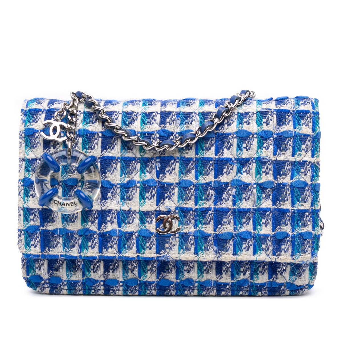 Quilted Boucle Tweed Charm Wallet On Chain