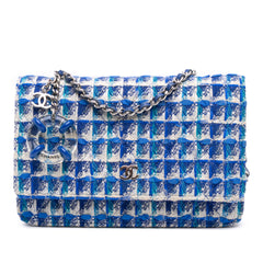 Quilted Boucle Tweed Charm Wallet On Chain