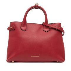 Medium Leather and House Check Banner Satchel