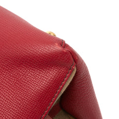 Medium Leather and House Check Banner Satchel