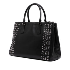 Medium Saffiano Lux Studded Crystal Galleria Double Zip Satchel