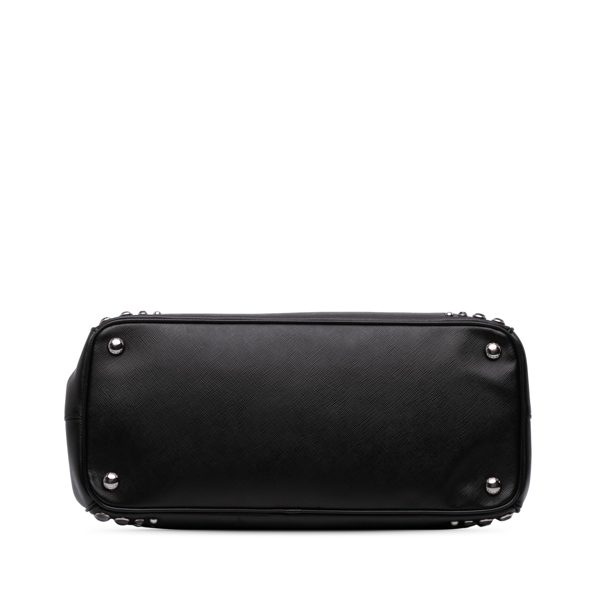 Medium Saffiano Lux Studded Crystal Galleria Double Zip Satchel