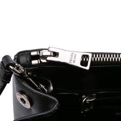 Medium Saffiano Lux Studded Crystal Galleria Double Zip Satchel