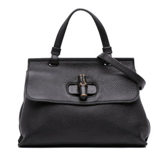 Small Leather Bamboo Daily Satchel