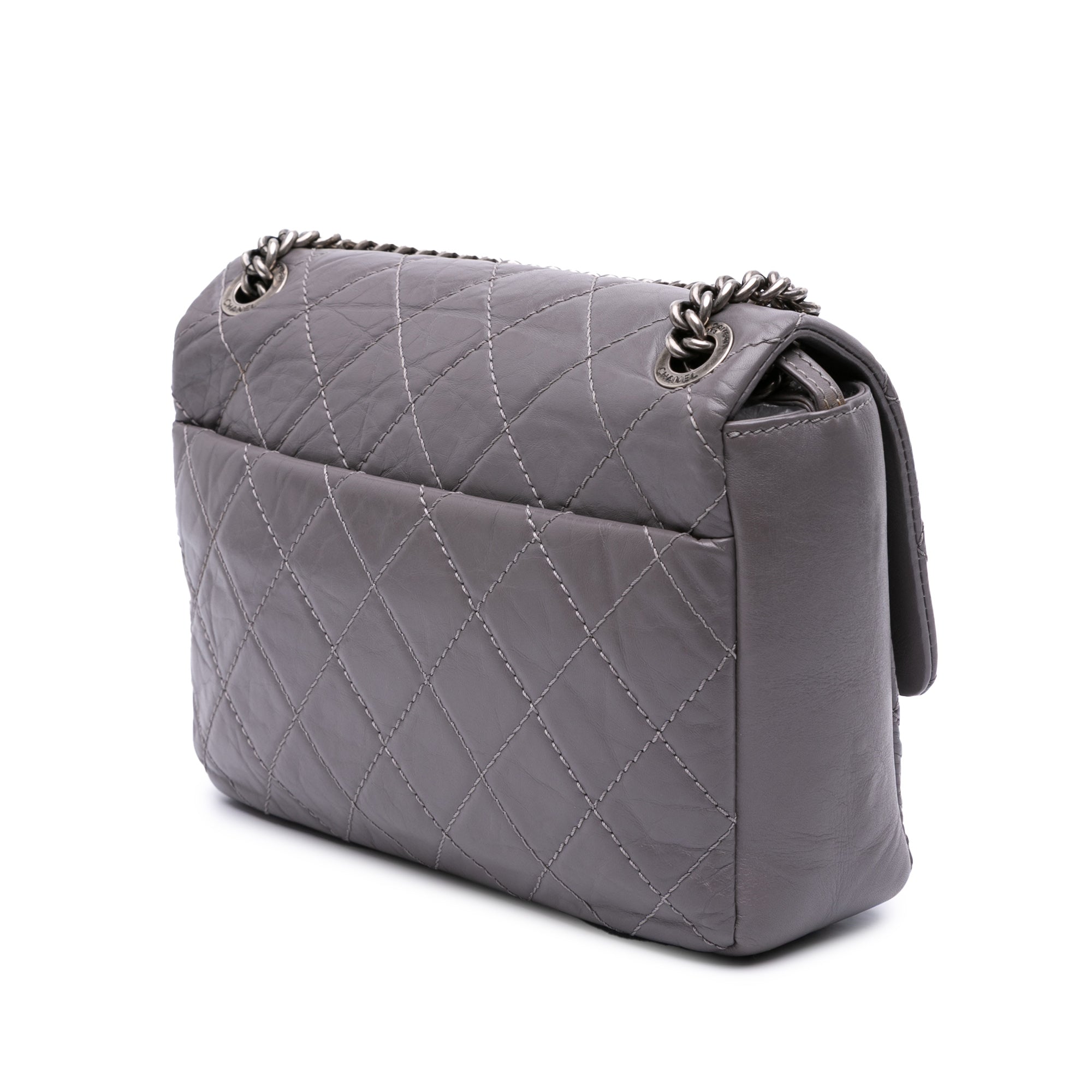 Quilted Aged Calfskin CC Square Flap