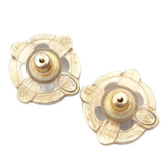 Gold Plated Enamel Maltese Cross and Faux Pearl Push Back Earrings