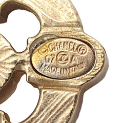 Gold Plated Enamel Maltese Cross and Faux Pearl Push Back Earrings