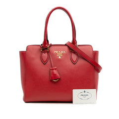 Soft Calf Trimmed Saffiano Lux Open Convertible Tote