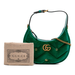 Mini GG Marmont Matelasse Velvet Torchon Half Moon Bag