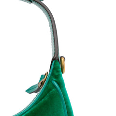Mini GG Marmont Matelasse Velvet Torchon Half Moon Bag