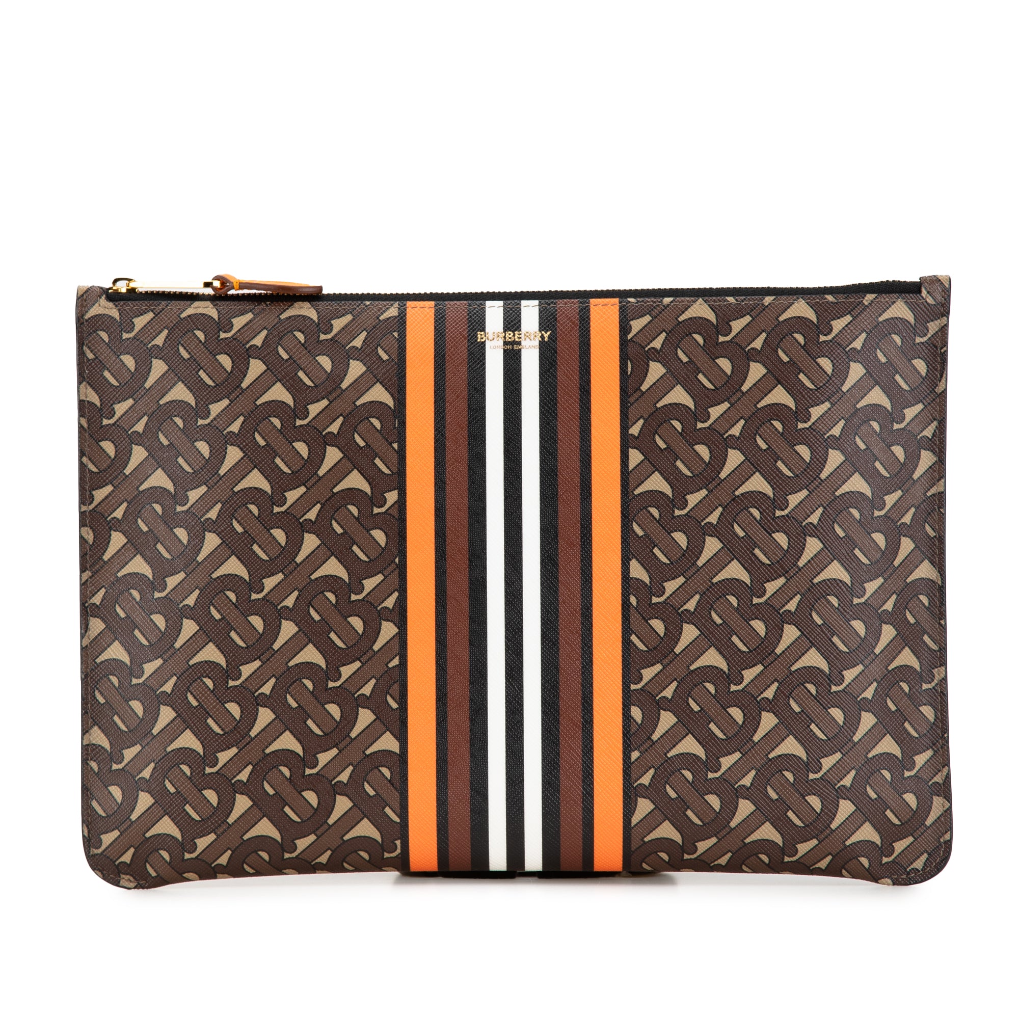 Monogram Stripe E-Canvas Clutch