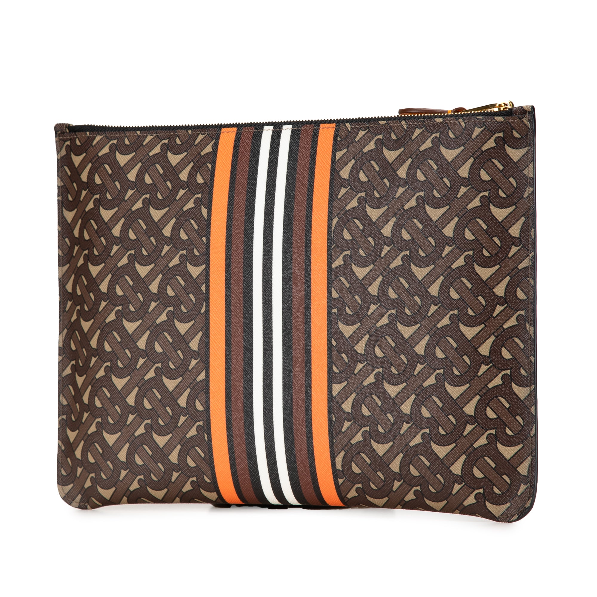 Monogram Stripe E-Canvas Clutch