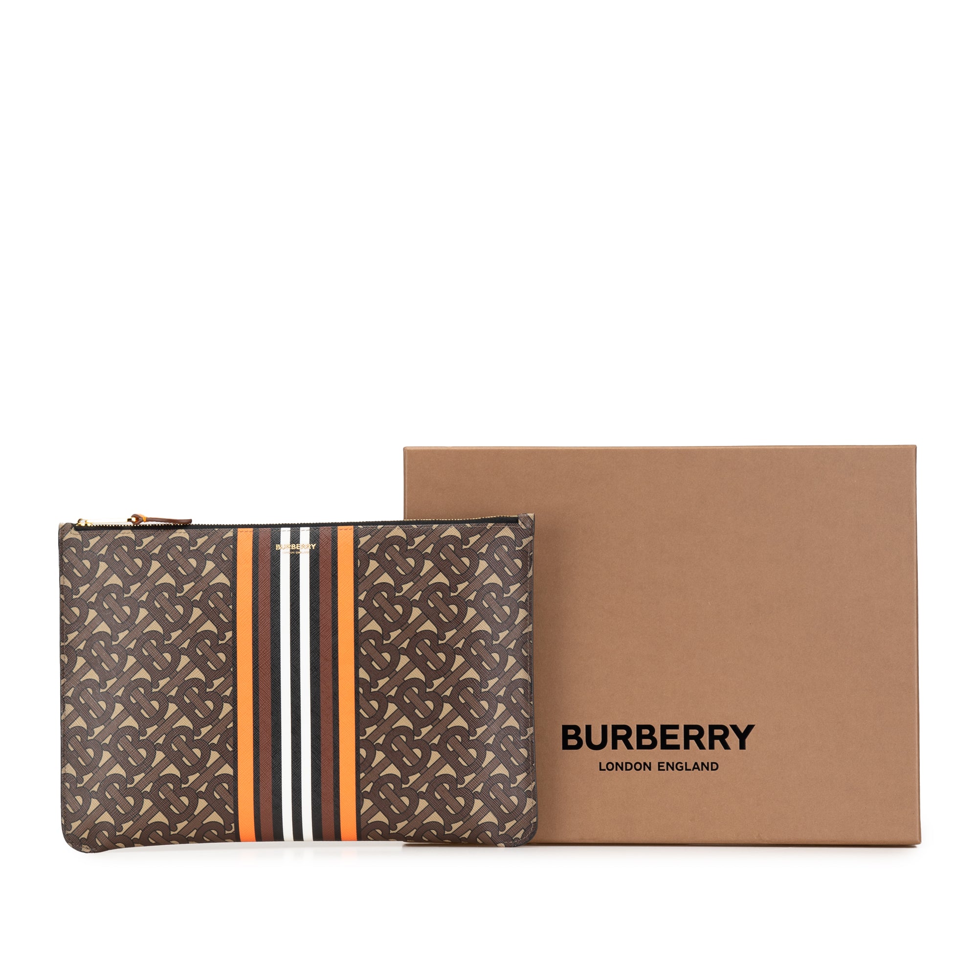 Monogram Stripe E-Canvas Clutch