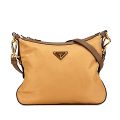 Saffiano Trimmed Tessuto Zip Top Crossbody