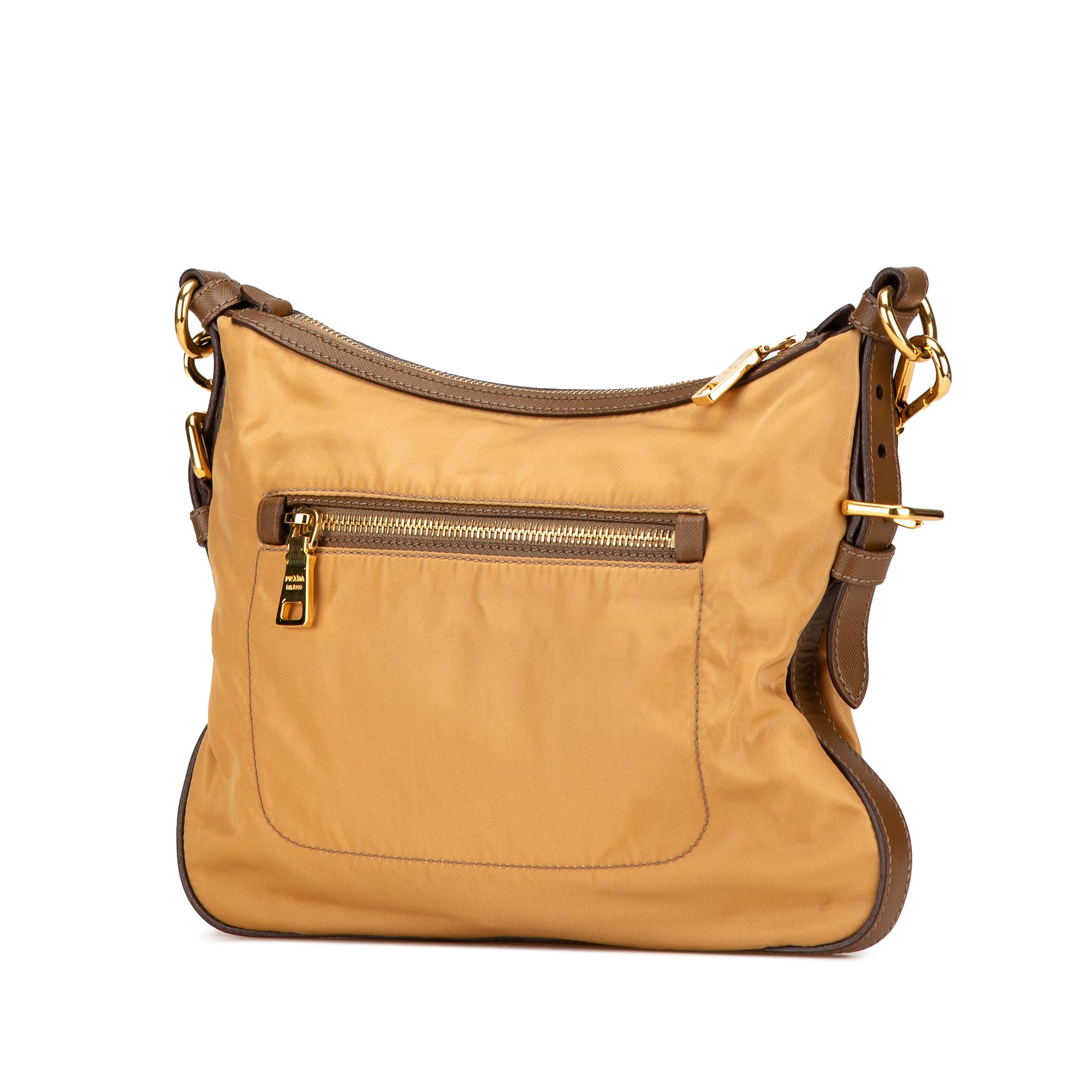 Saffiano Trimmed Tessuto Zip Top Crossbody