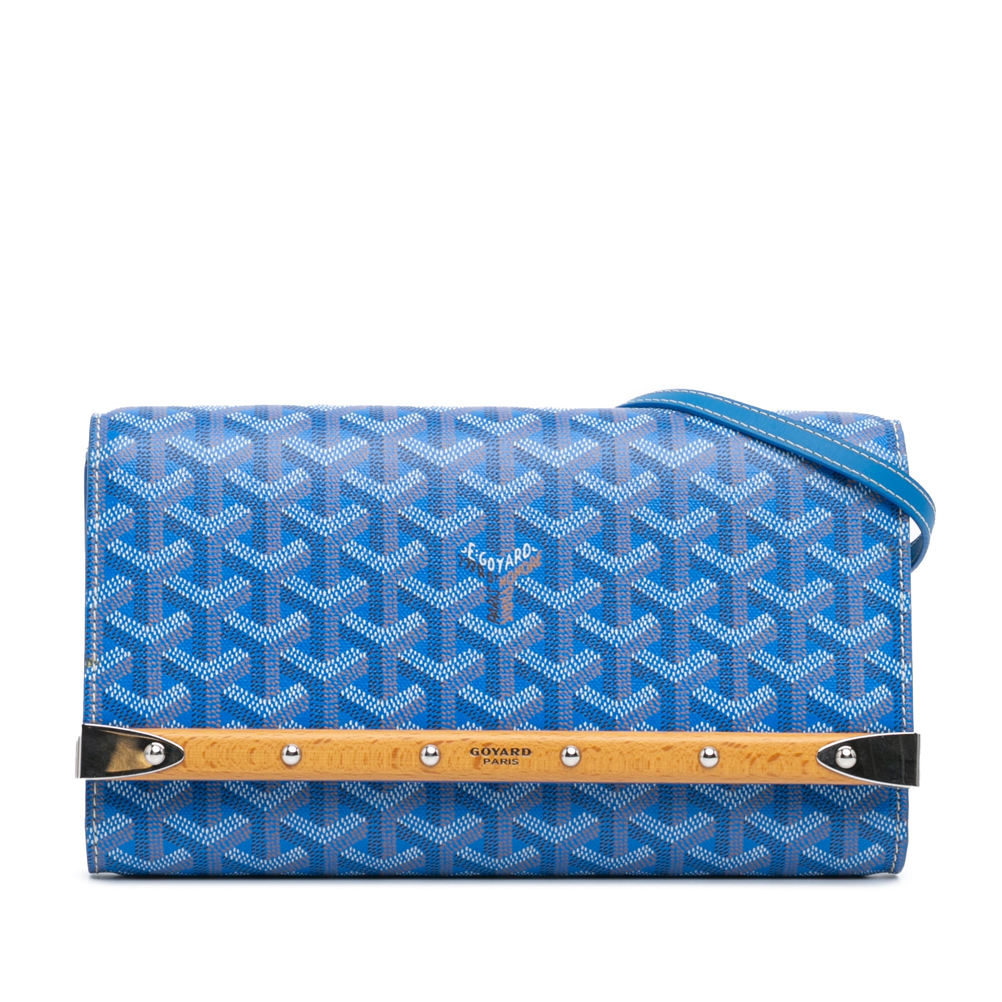 Goyardine Monte Carlo Bois Clutch with Strap