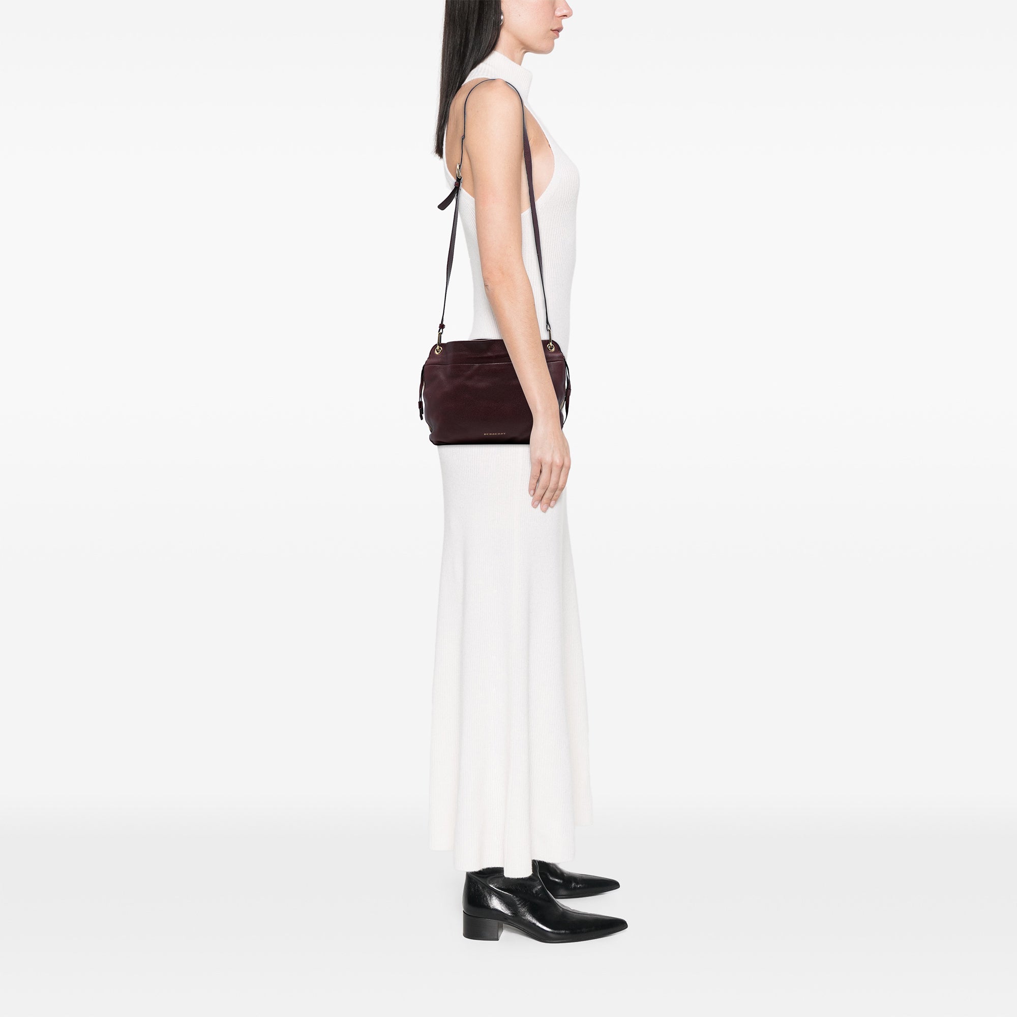 Small Grainy Calfskin and House Check Canvas Bingley Crossbody