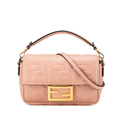 Mini Zucca Embossed Leather Baguette Satchel