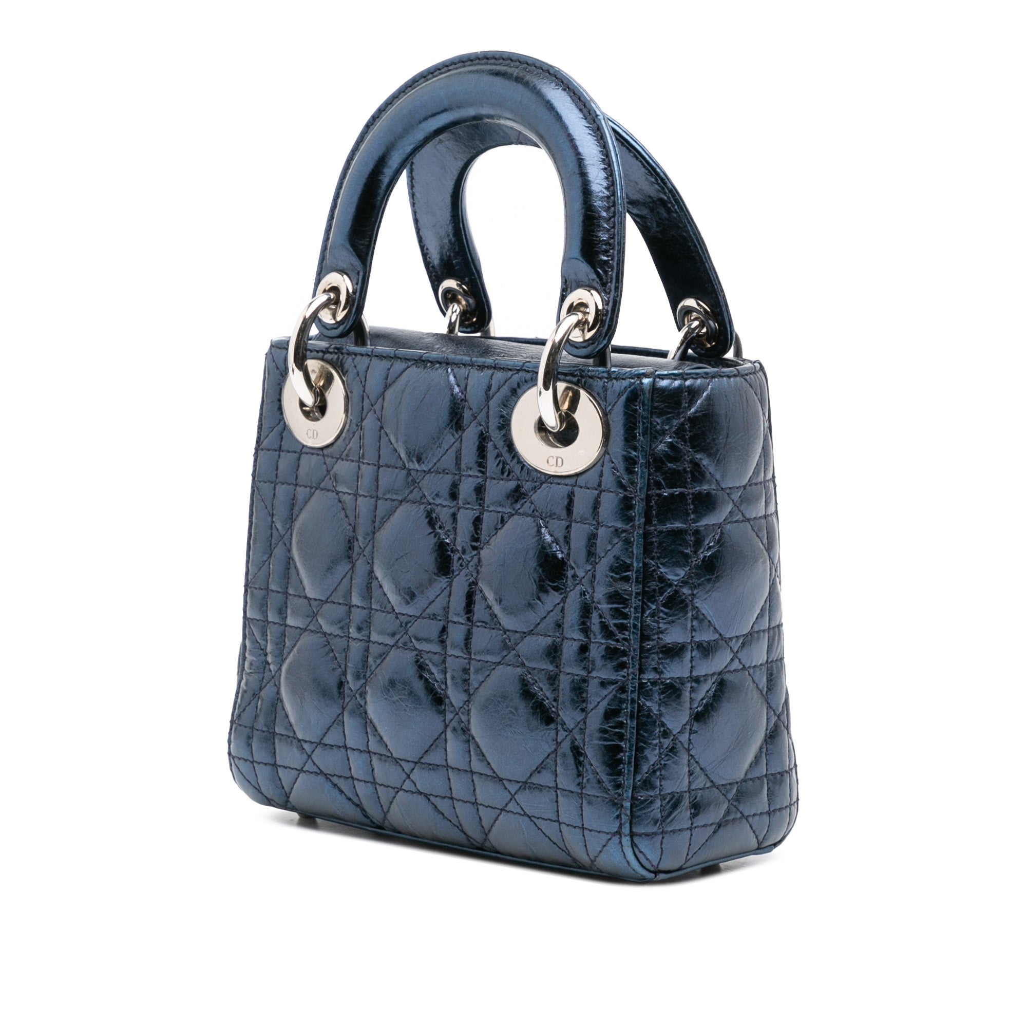 Mini Crinkled Calfskin Cannage Lady Dior
