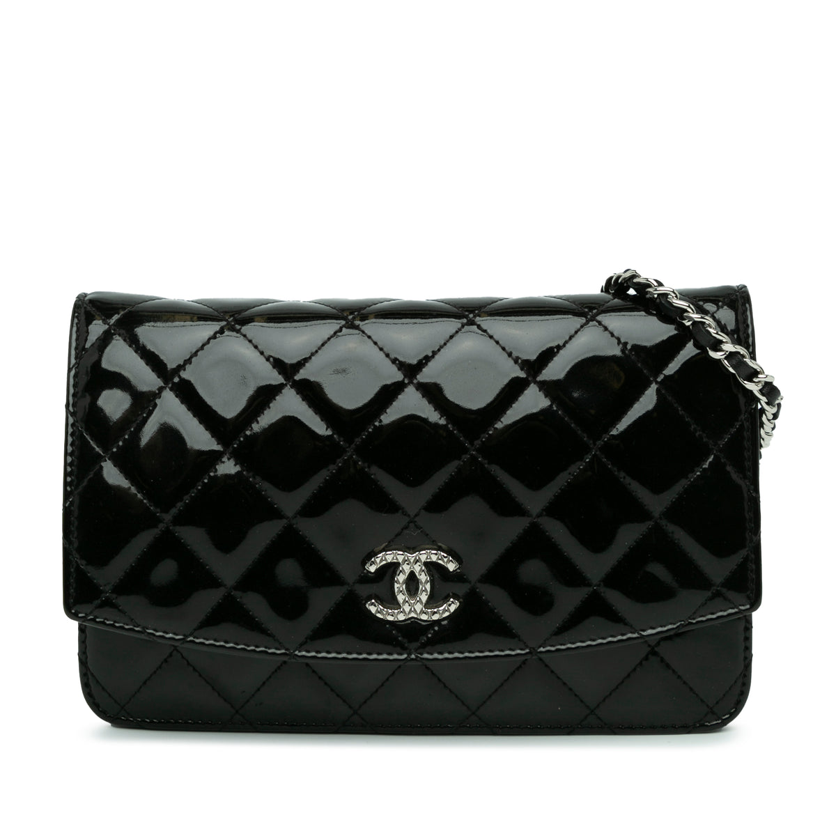 Quilted Patent Brilliant Wallet On Chain