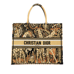 Large Canvas Embroidered Dior Animals Giraffe Book Tote