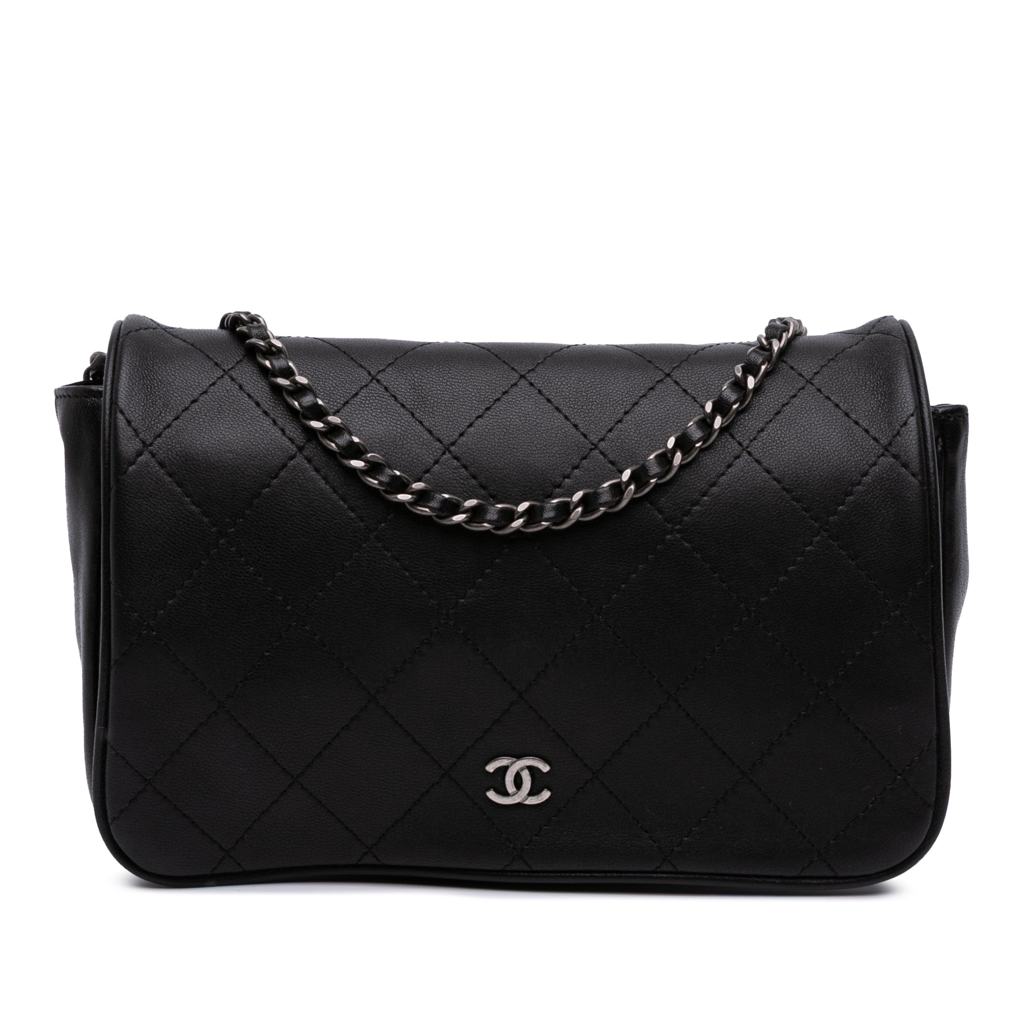 CC Quilted Lambskin Full Flap Wallet on Chain