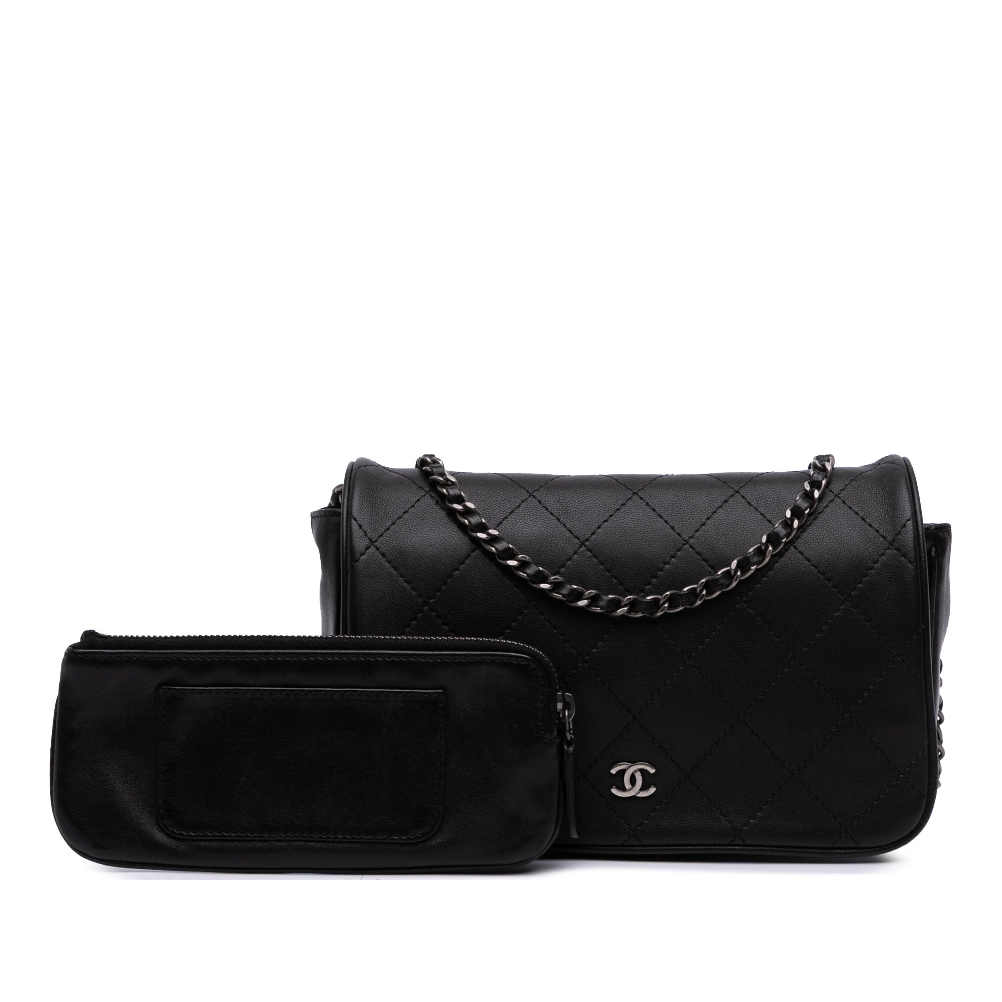 CC Quilted Lambskin Full Flap Wallet on Chain