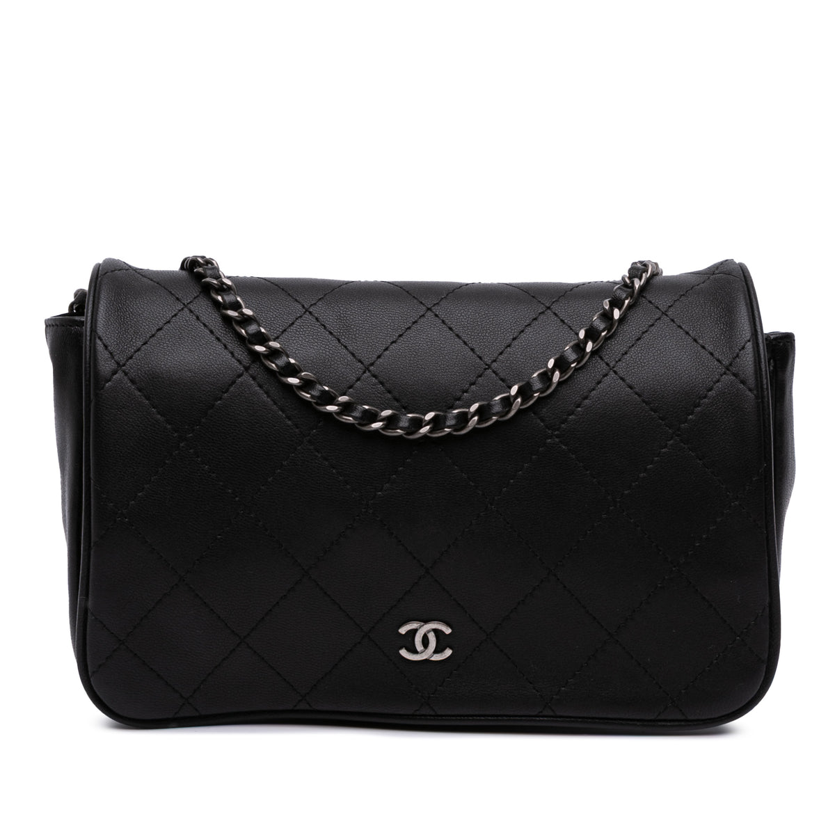 CC Quilted Lambskin Full Flap Wallet on Chain