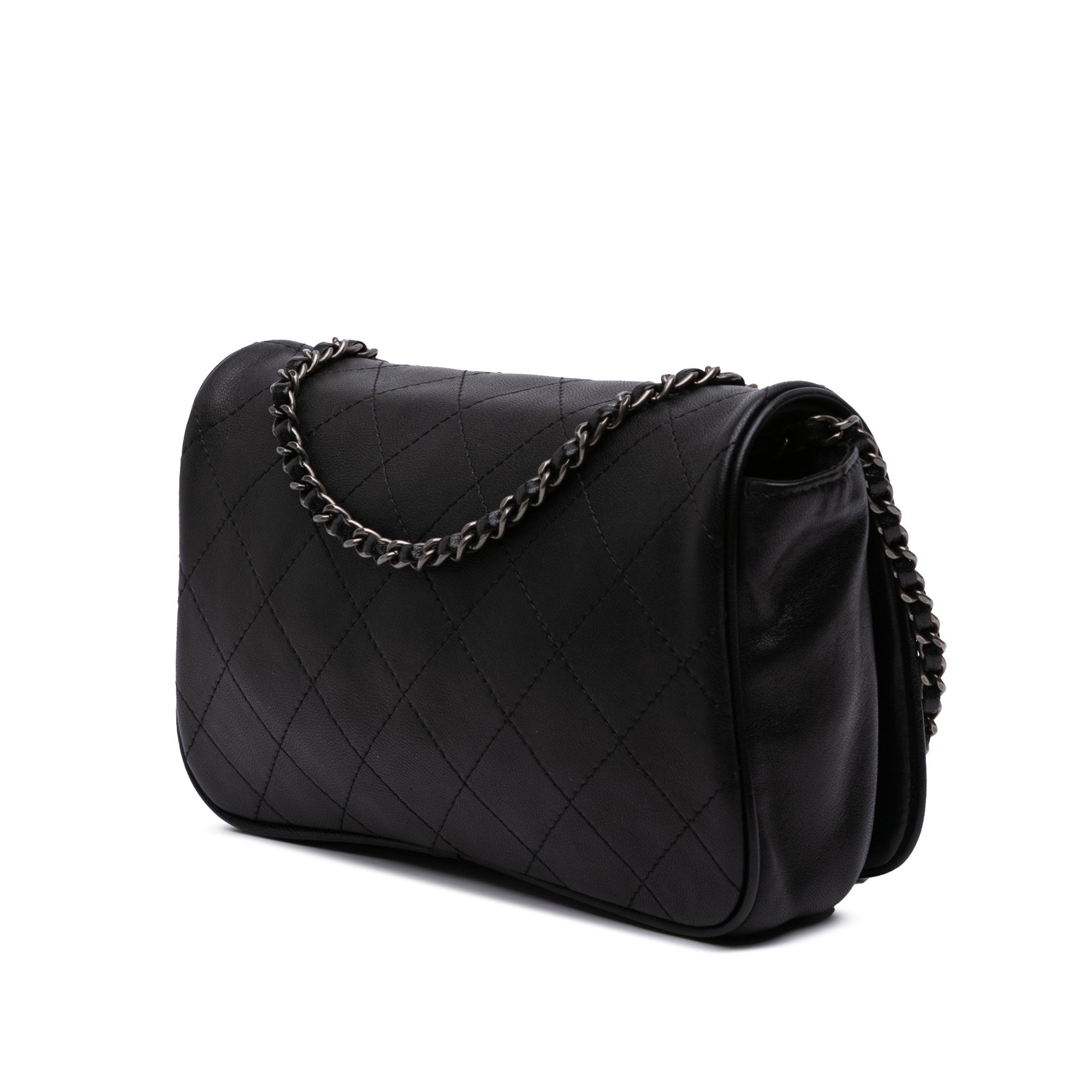 CC Quilted Lambskin Full Flap Wallet on Chain