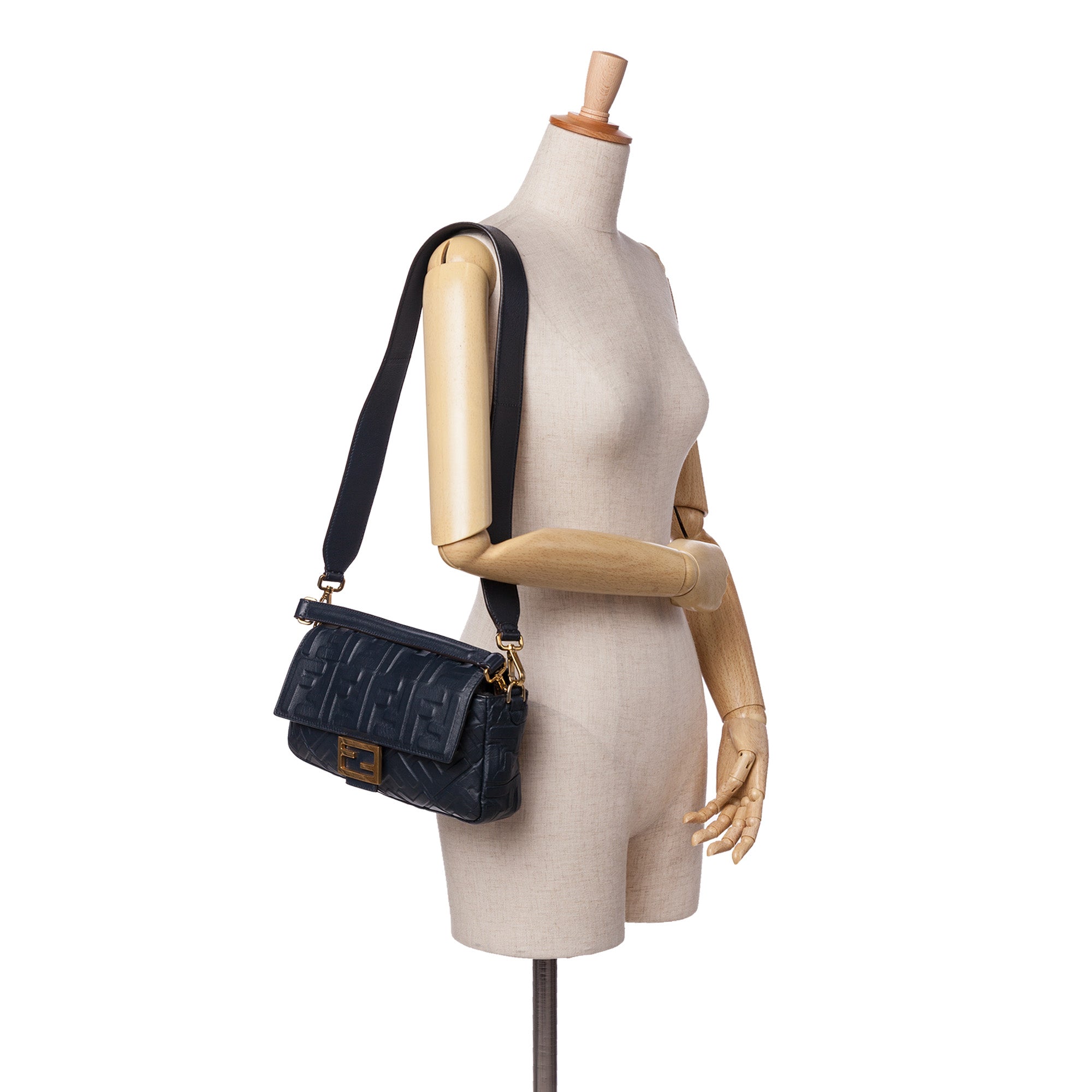 Zucca Embossed Leather Baguette Satchel