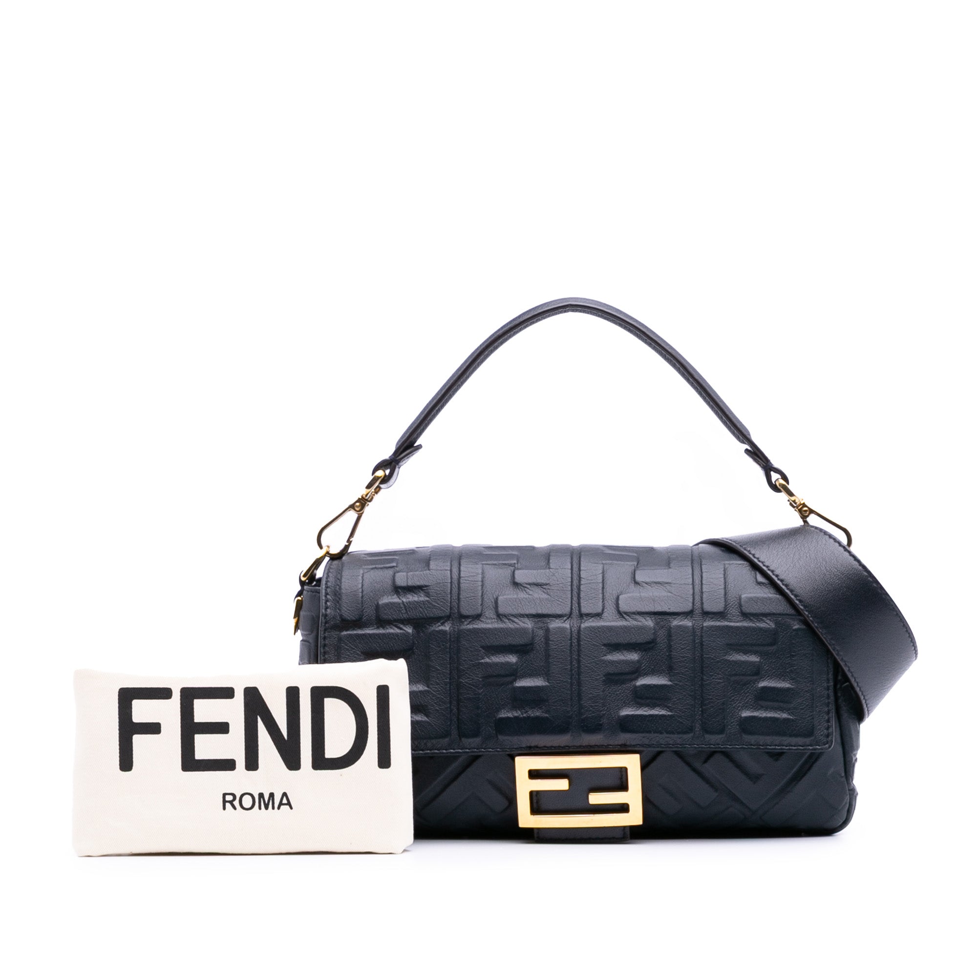 Zucca Embossed Leather Baguette Satchel