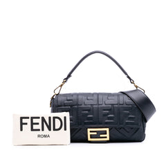 Zucca Embossed Leather Baguette Satchel