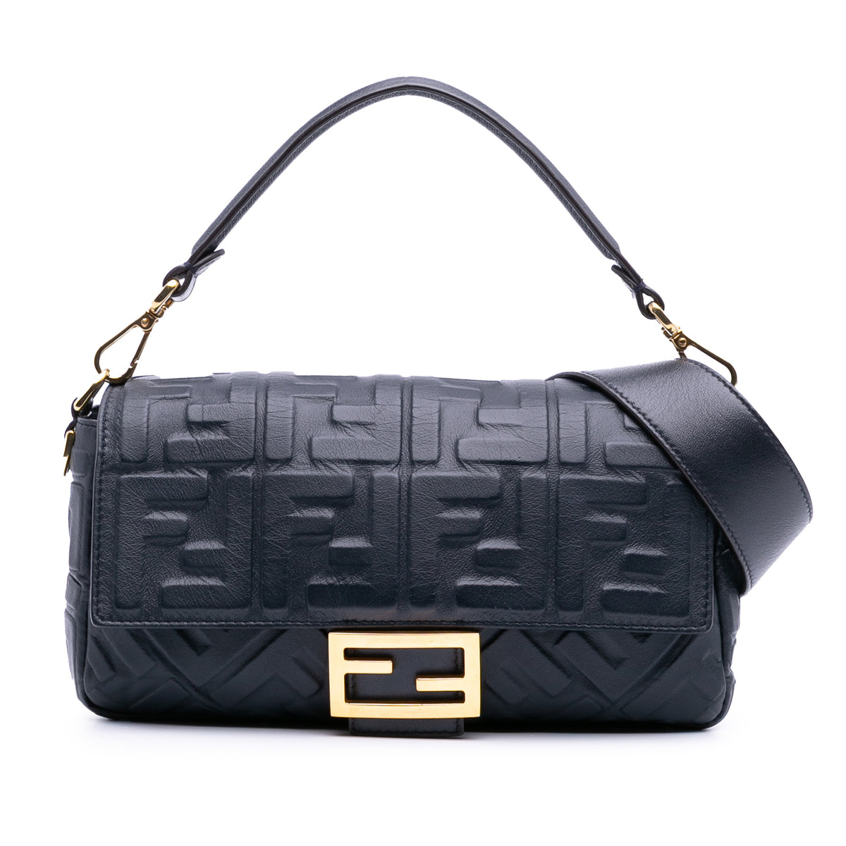Zucca Embossed Leather Baguette Satchel