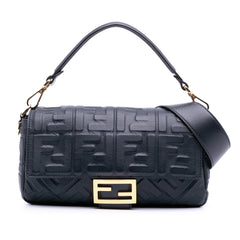 Zucca Embossed Leather Baguette Satchel