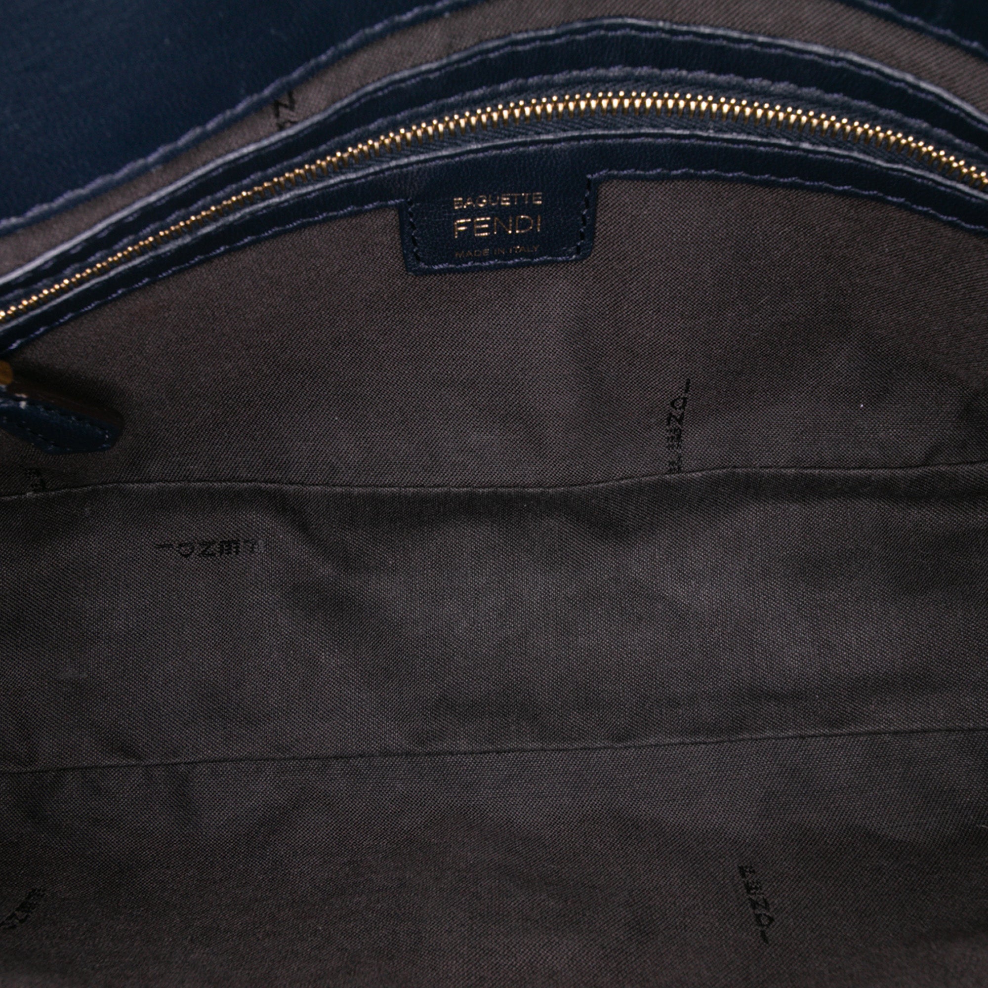 Zucca Embossed Leather Baguette Satchel