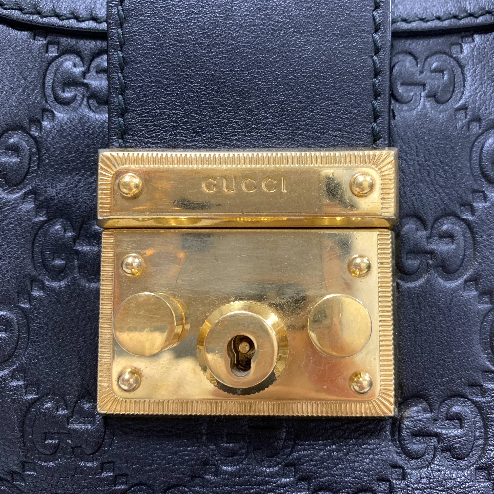 Small Guccissima Padlock Tote