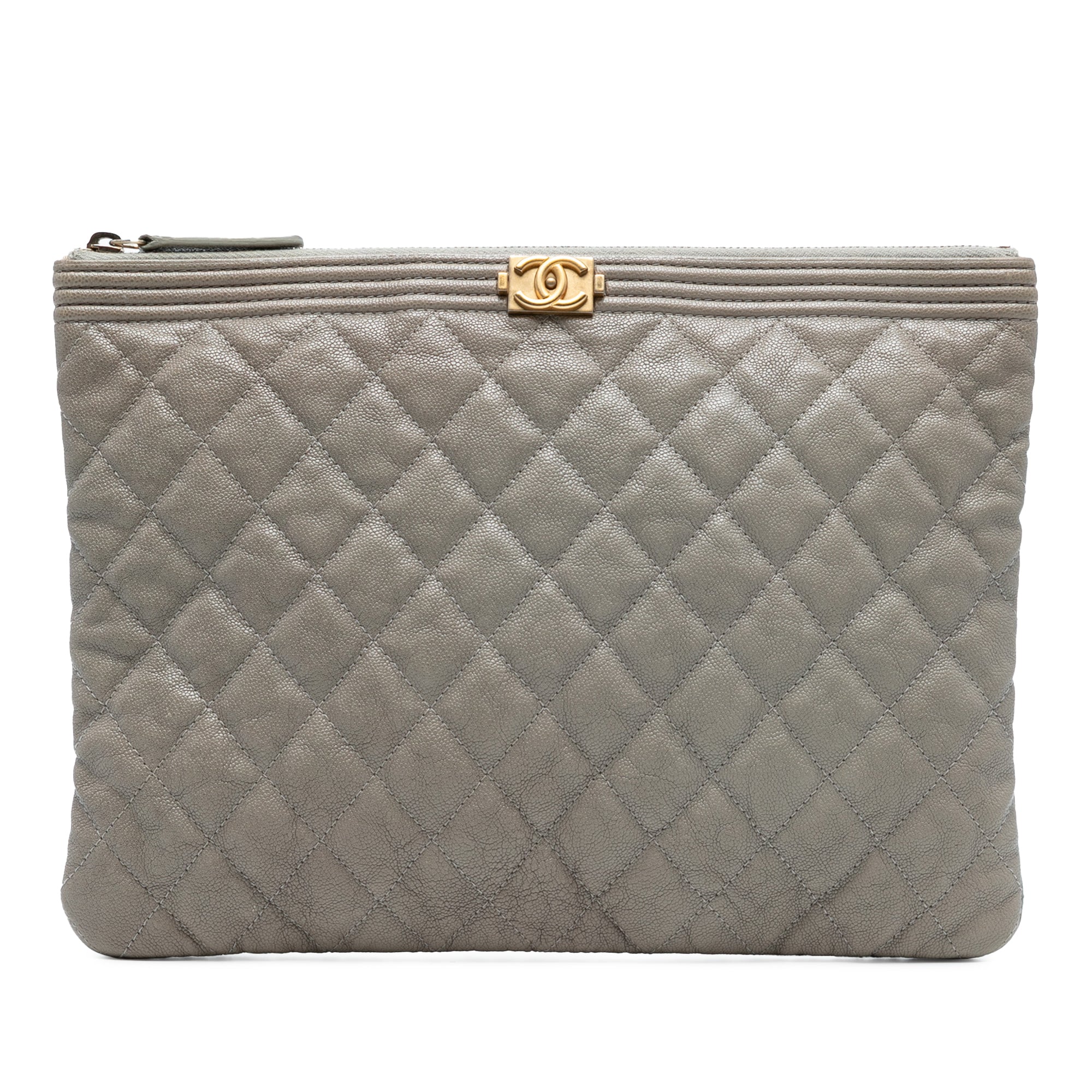Medium Quilted Caviar Boy O Case Clutch