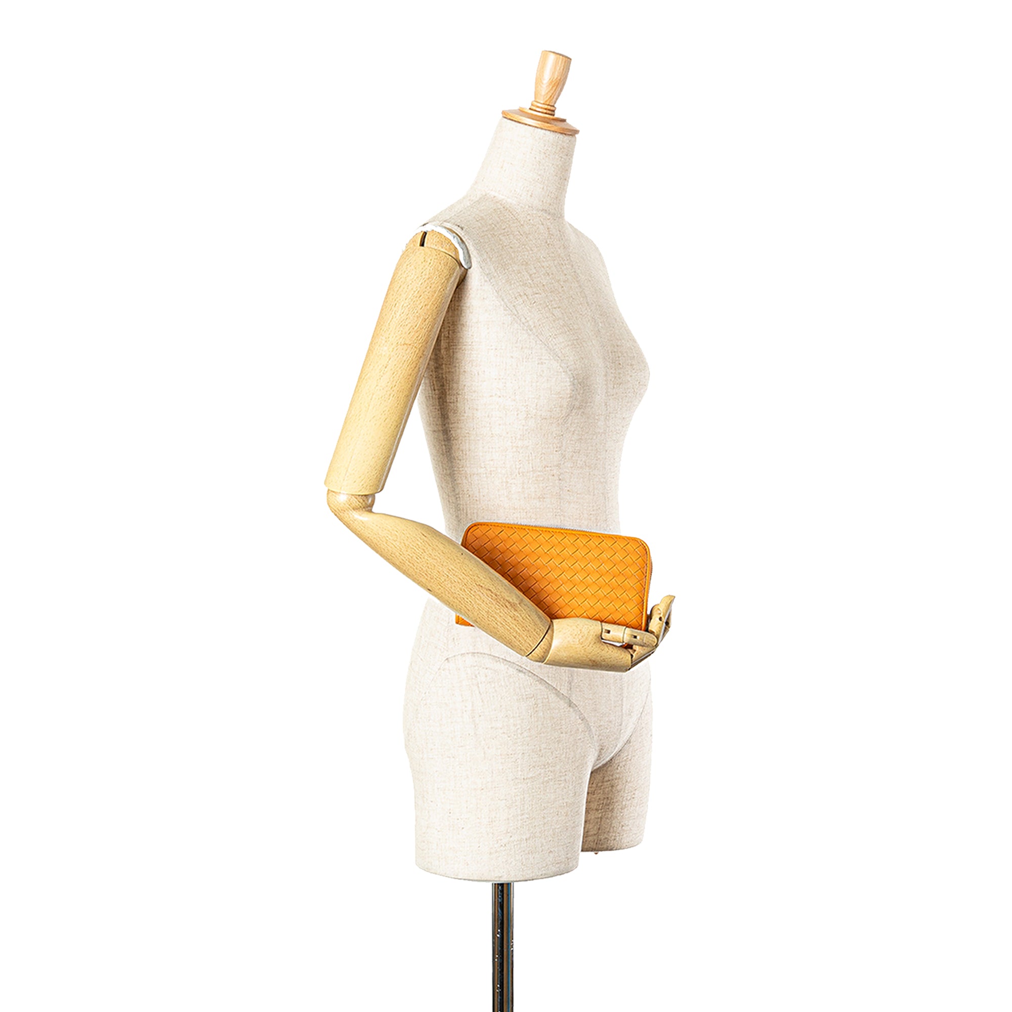 Leather Intrecciato Zip Around Wallet
