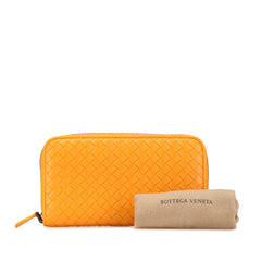 Leather Intrecciato Zip Around Wallet