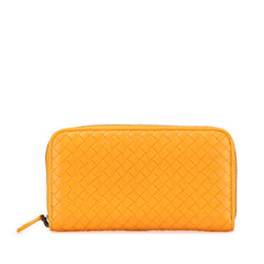 Leather Intrecciato Zip Around Wallet