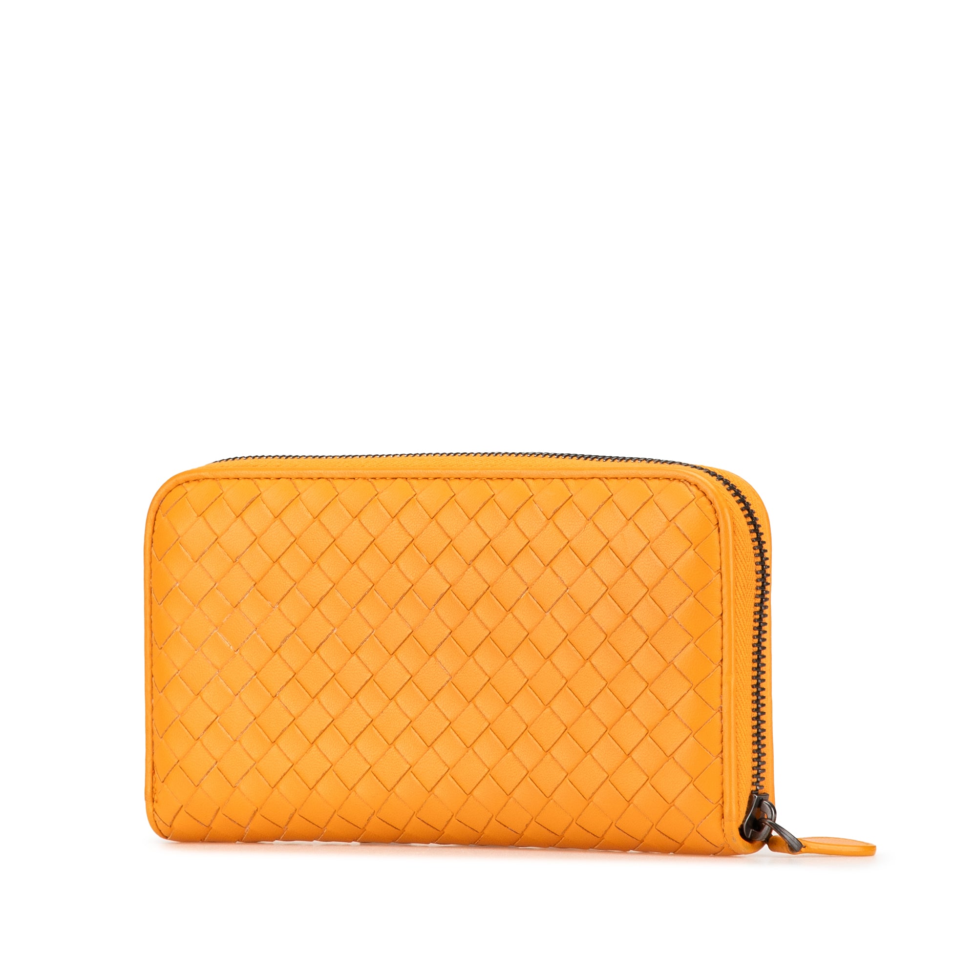 Leather Intrecciato Zip Around Wallet