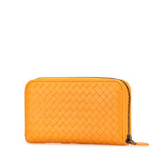 Leather Intrecciato Zip Around Wallet