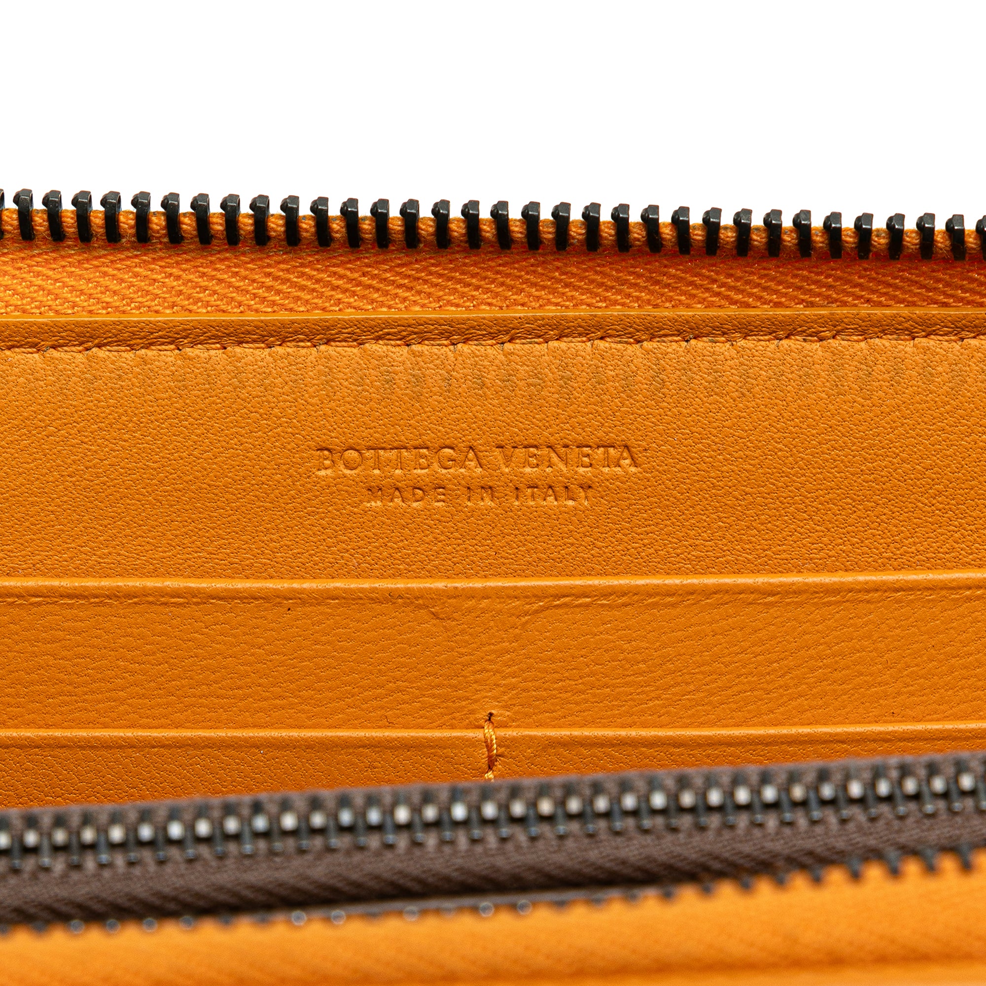 Leather Intrecciato Zip Around Wallet